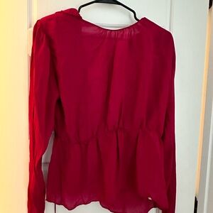Zara- Red, Sheer, long sleeve blouse